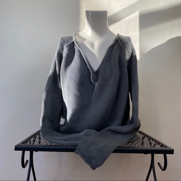 Allen Allen Knitted V-neck Sweater Green S - Picture 4 of 5